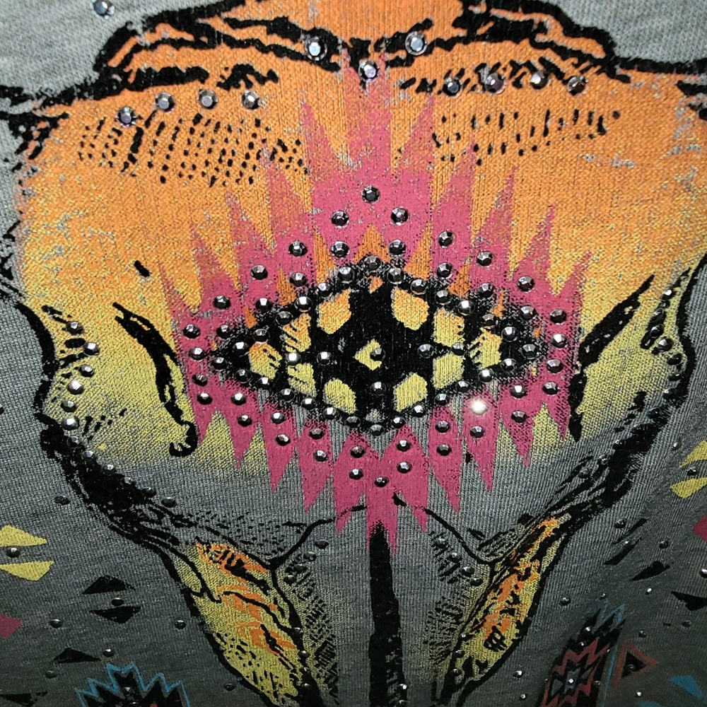 Maurice's Western Sleeveless top w/ silver mini studs multi colored size L NWOT - Picture 3 of 10